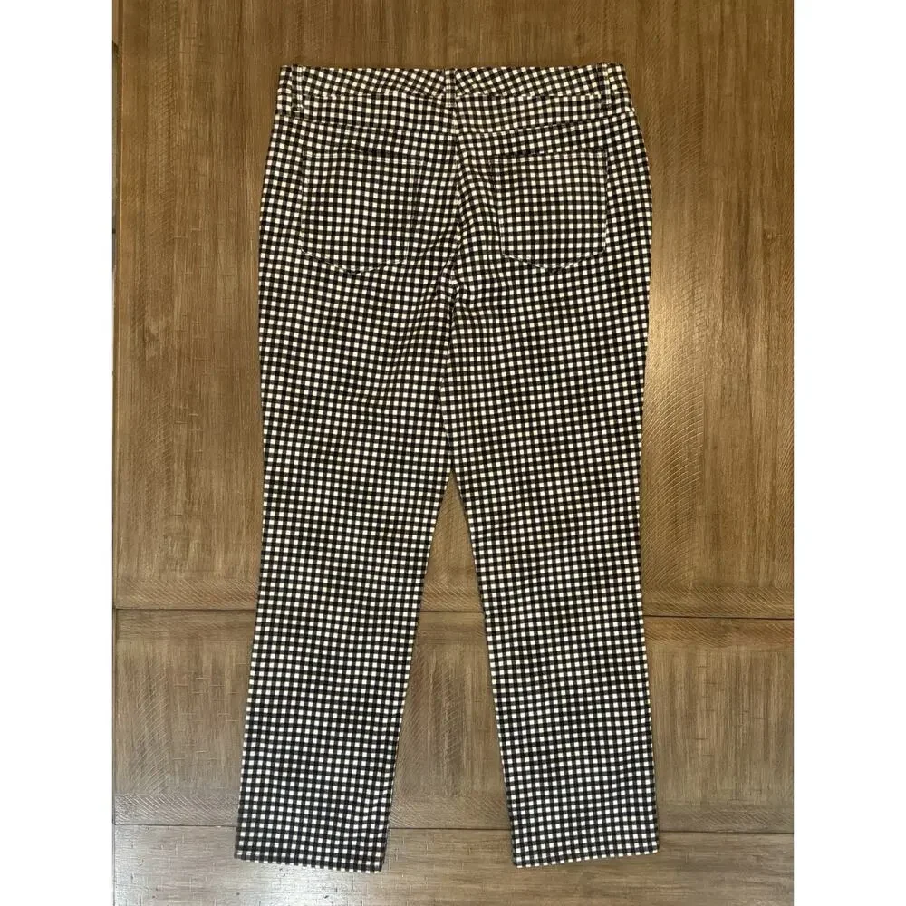 TALBOTS Black White Checked Plaid Corduroy Straight Leg Pants Women's Size 16